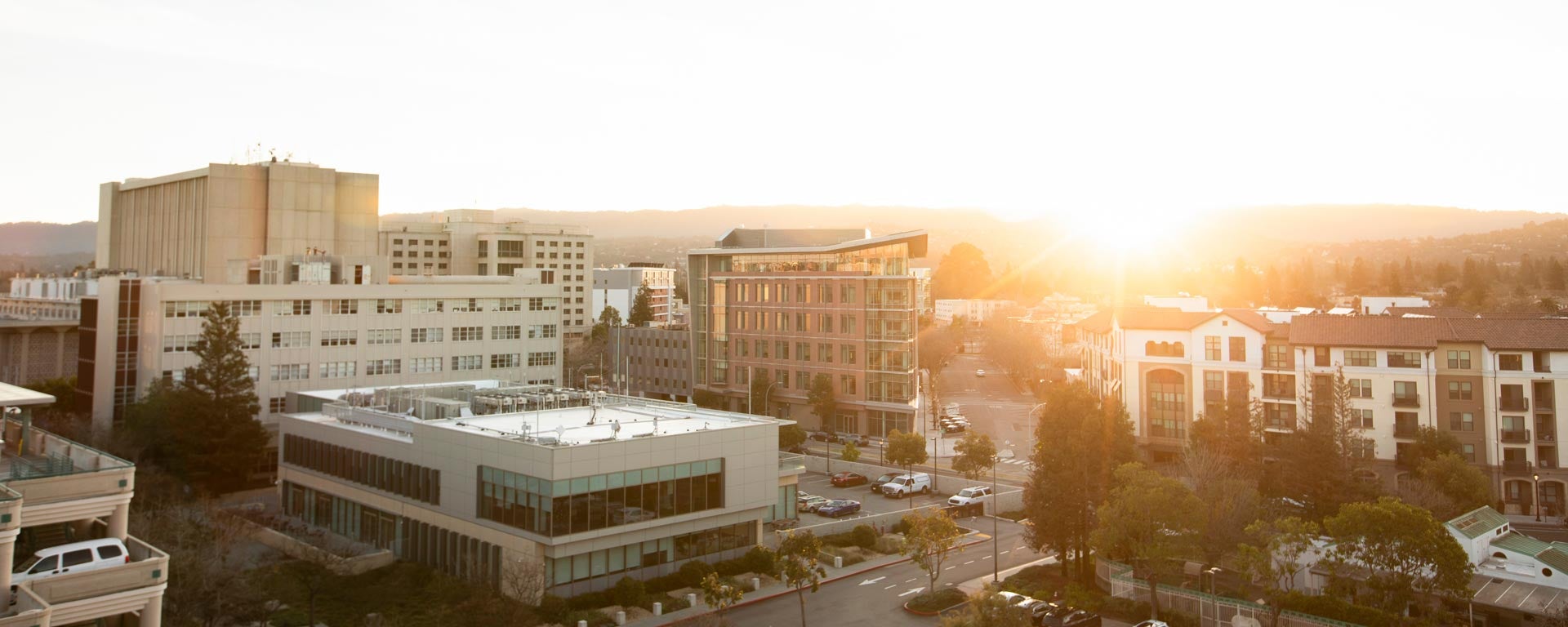 sunset view over San Mateo County government center